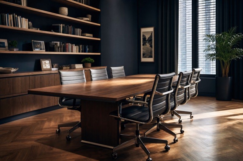 A calm professional office meeting room
