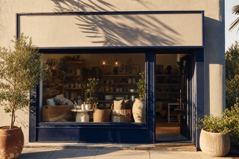 An independent boutique shop front in the California sun
